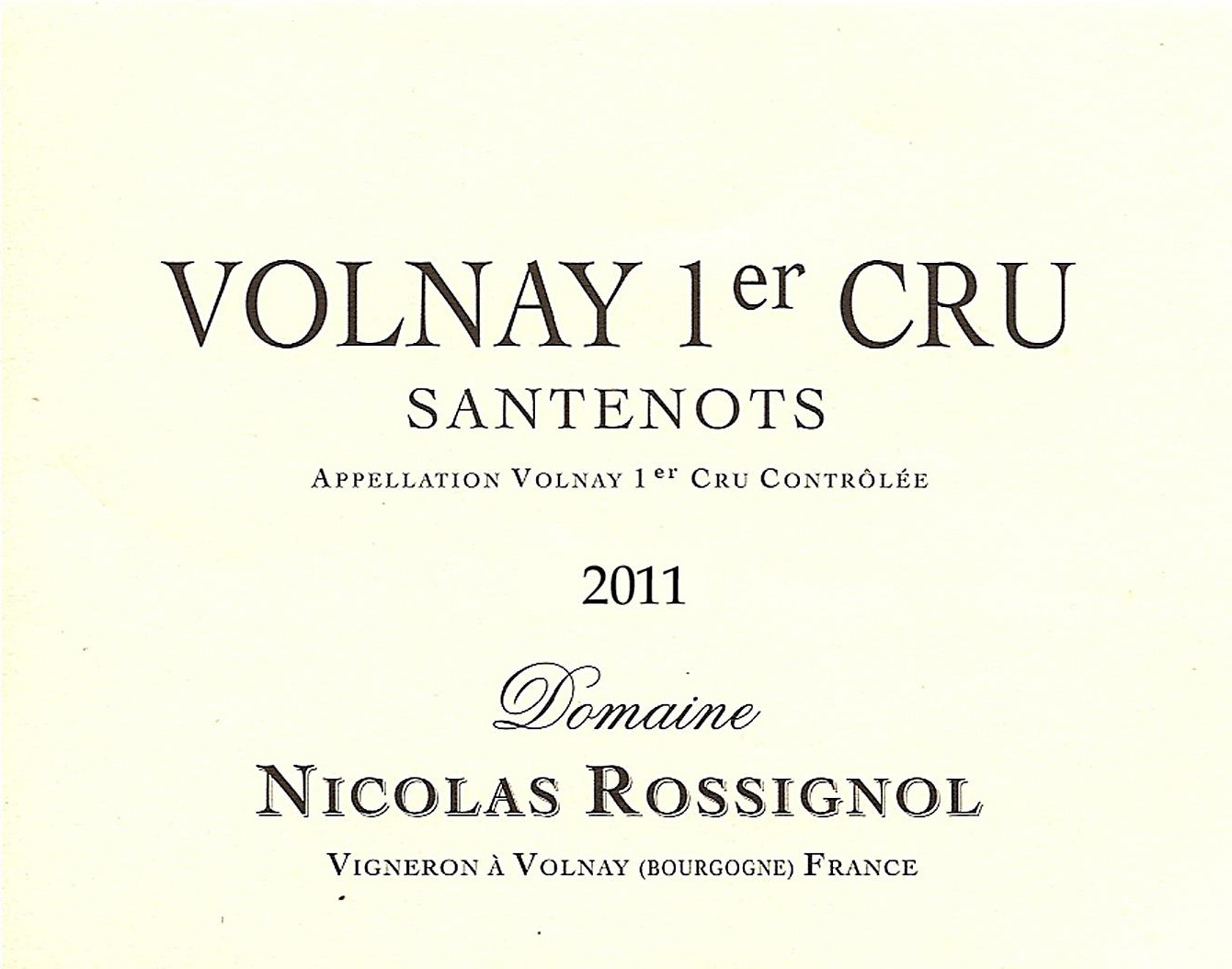 Domaine Nicolas Rossignol Volnay Premier Cru Santenots 2011 | Wine.com