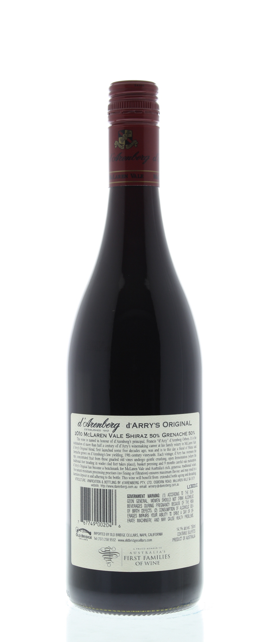 d'Arenberg d'Arry's Original Shiraz-Grenache 2010 | Wine.com