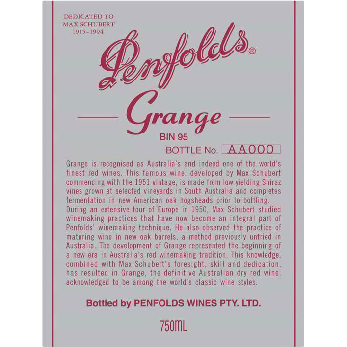 Penfolds Grange 1996 | Wine.com