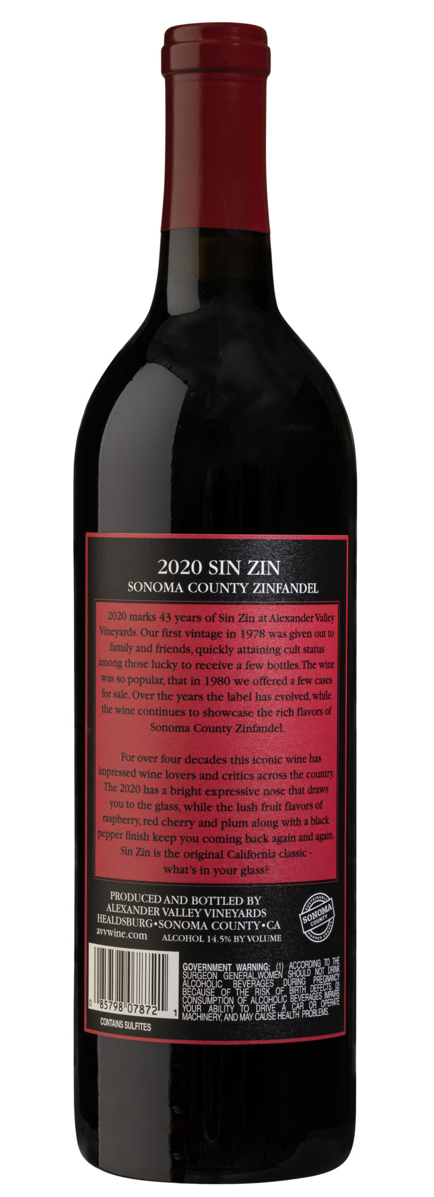 Alexander Valley Vineyards Sin Zin Zinfandel 2020 | Wine.com