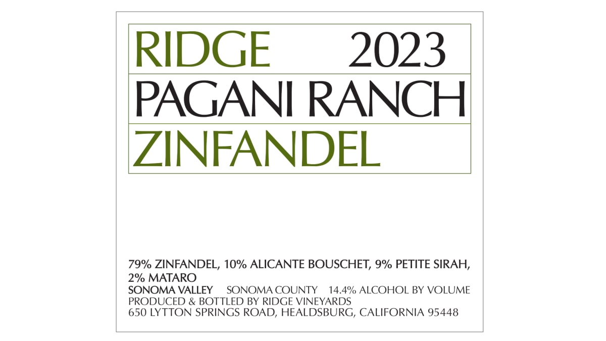 Ridge Pagani Ranch Zinfandel 2023 | Wine.com