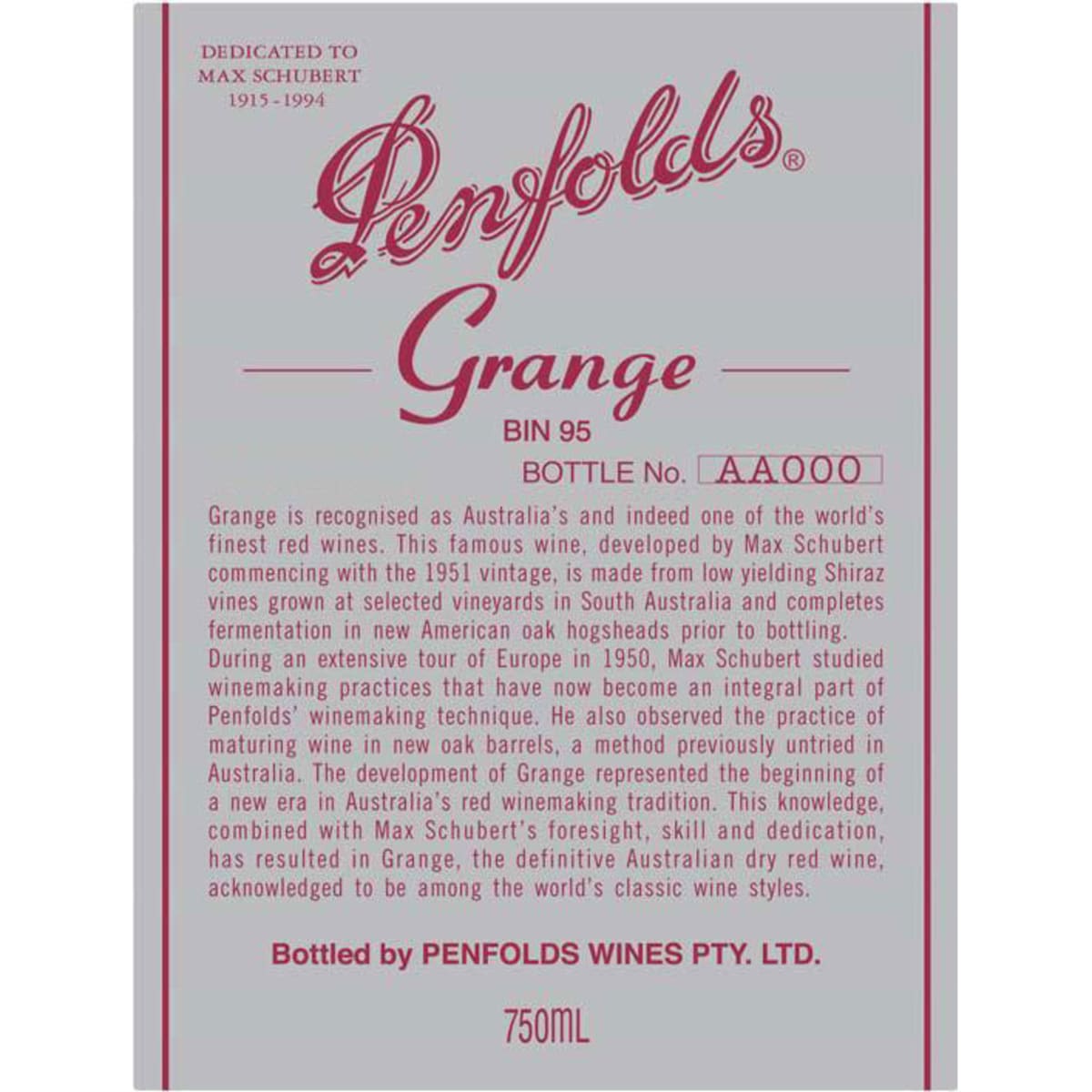 Penfolds Grange 1996 | Wine.com