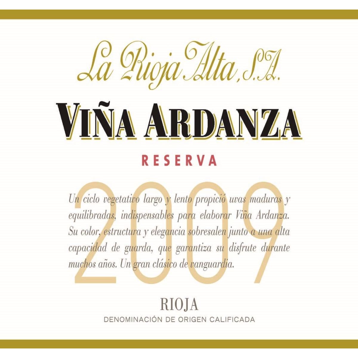 La Rioja Alta Vina Ardanza Reserva 2009 | Wine.com
