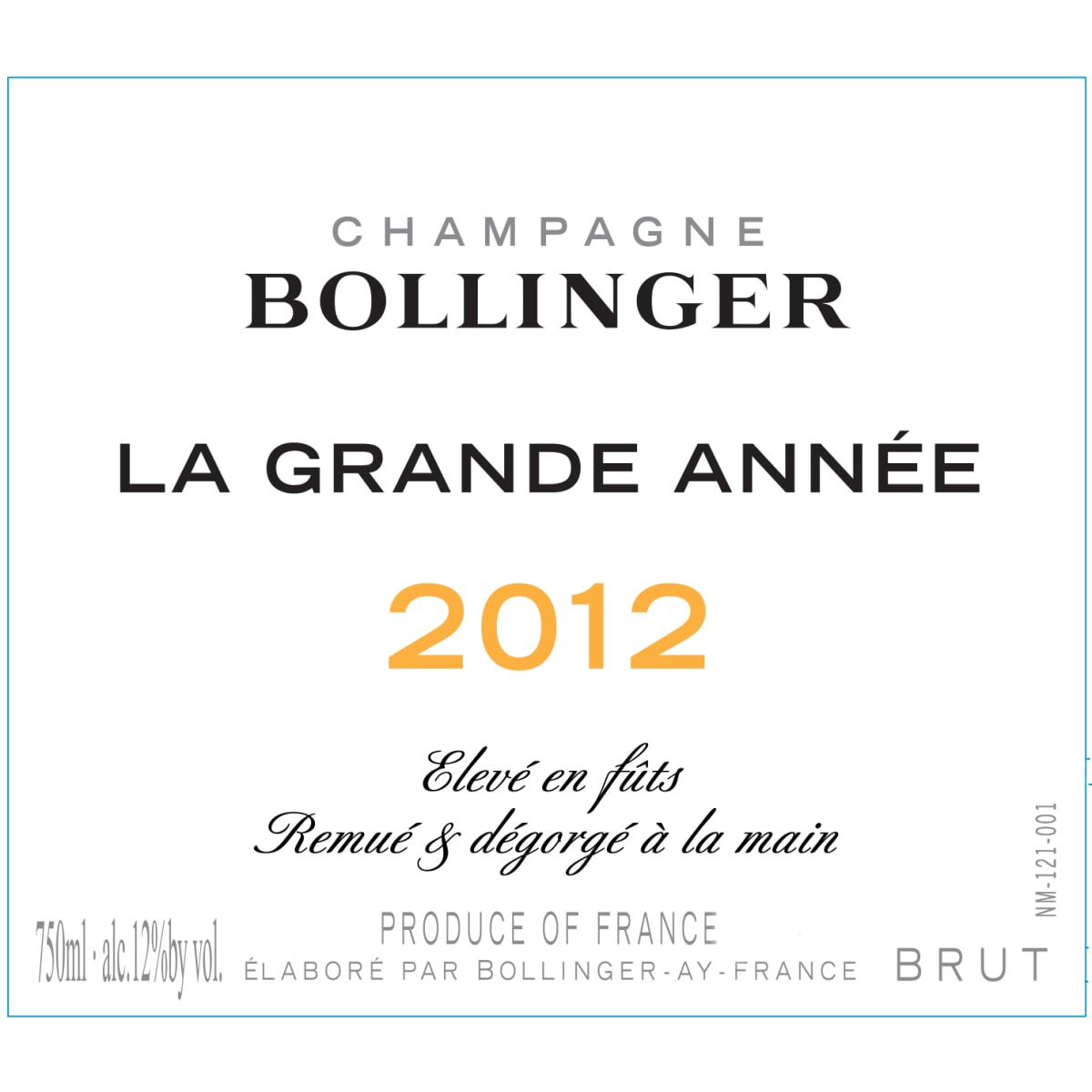 Bollinger La Grande Annee Brut 2012 | Wine.com