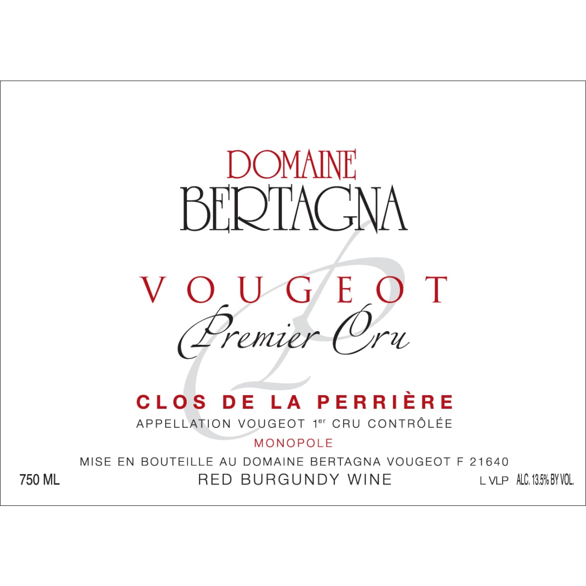 Domaine Bertagna Vougeot Clos de la Perriere Premier Cru Monopole