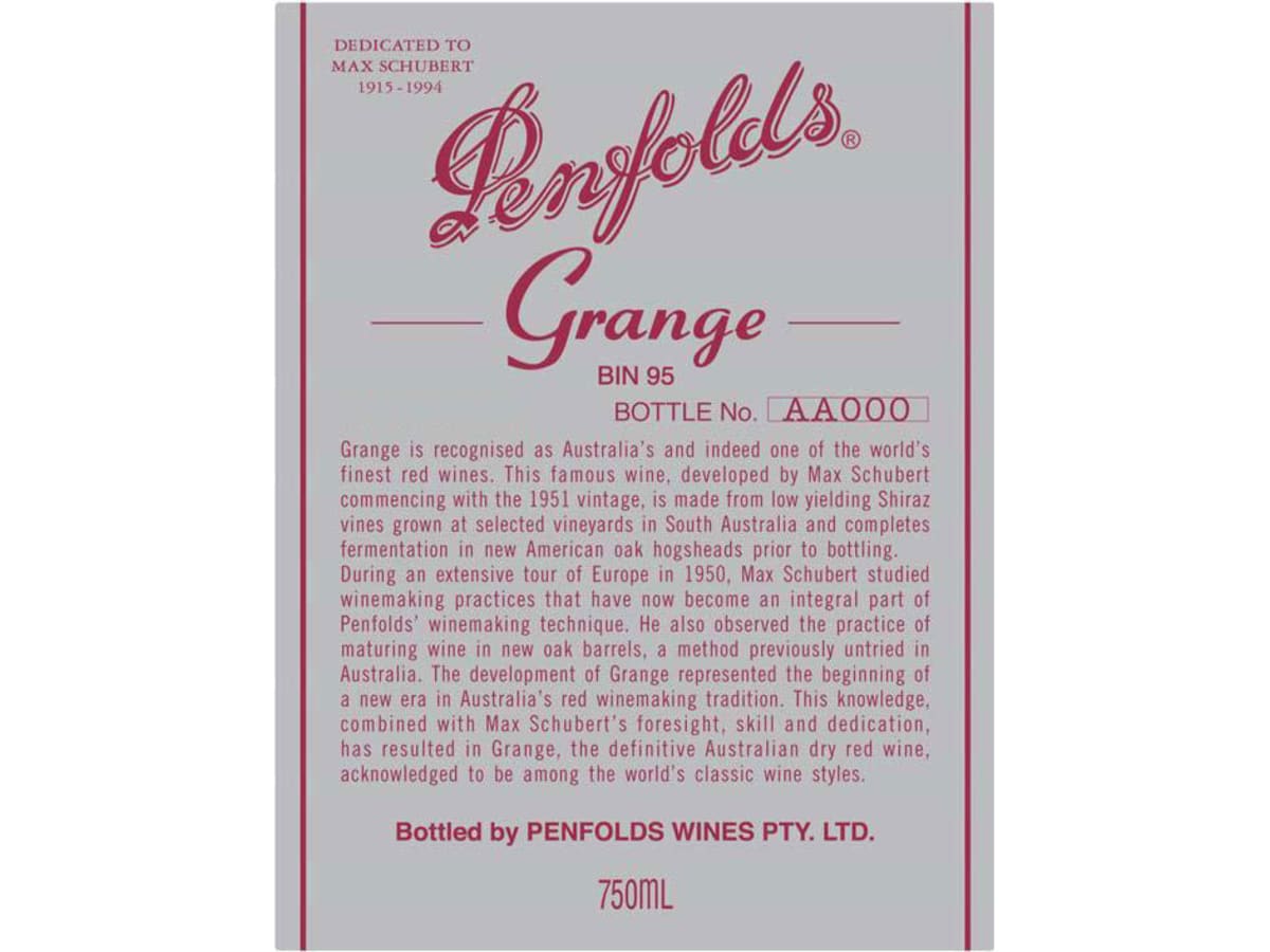 Penfolds Grange 1996 | Wine.com