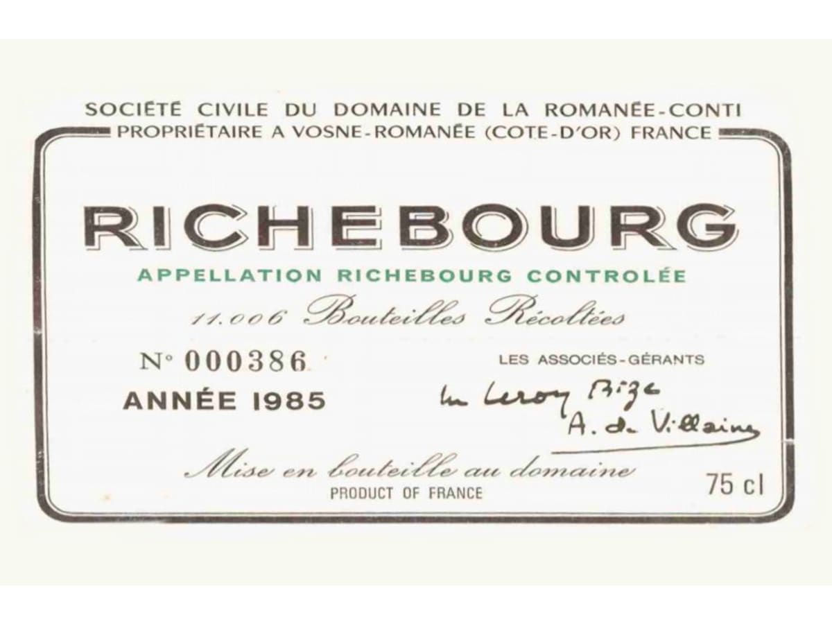 Domaine de la Romanee-Conti Richebourg Grand Cru (bin soiled label