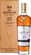 The Macallan 25 Year Sherry Oak Single Malt Scotch Whisky (2024 Release) in Wood Gift Box Front Bottle Shot