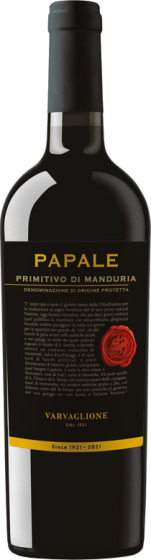 Varvaglione Primitivo di Manduria Papale Linea Oro 2021 Front Bottle Shot