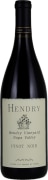 Hendry Pinot Noir 2017  Front Bottle Shot