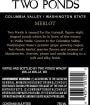 Waterbrook Two Ponds Merlot 2011 Front Bottle Shot