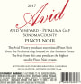 Avid Vineyard Pinot Noir 2017  Front Bottle Shot