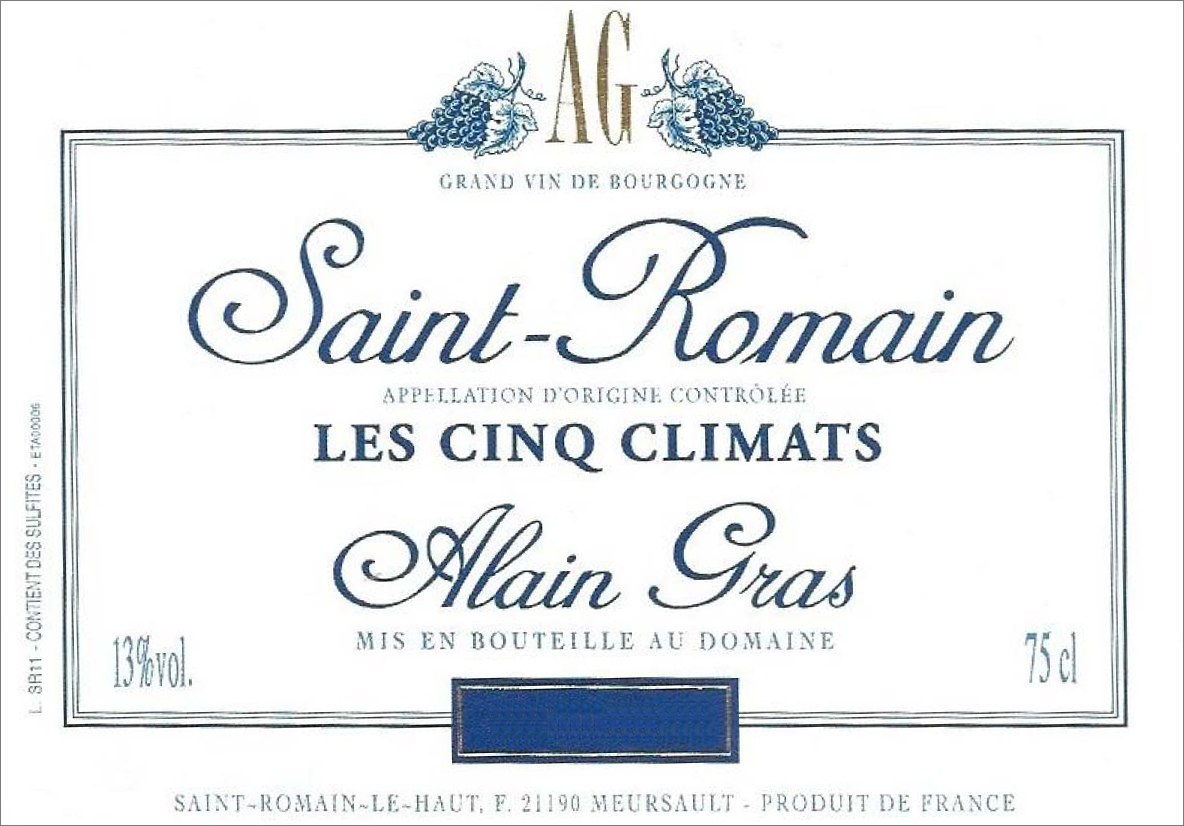 Alain Gras Saint-Romain Les Cinq Climats Blanc 2022 | Wine.com
