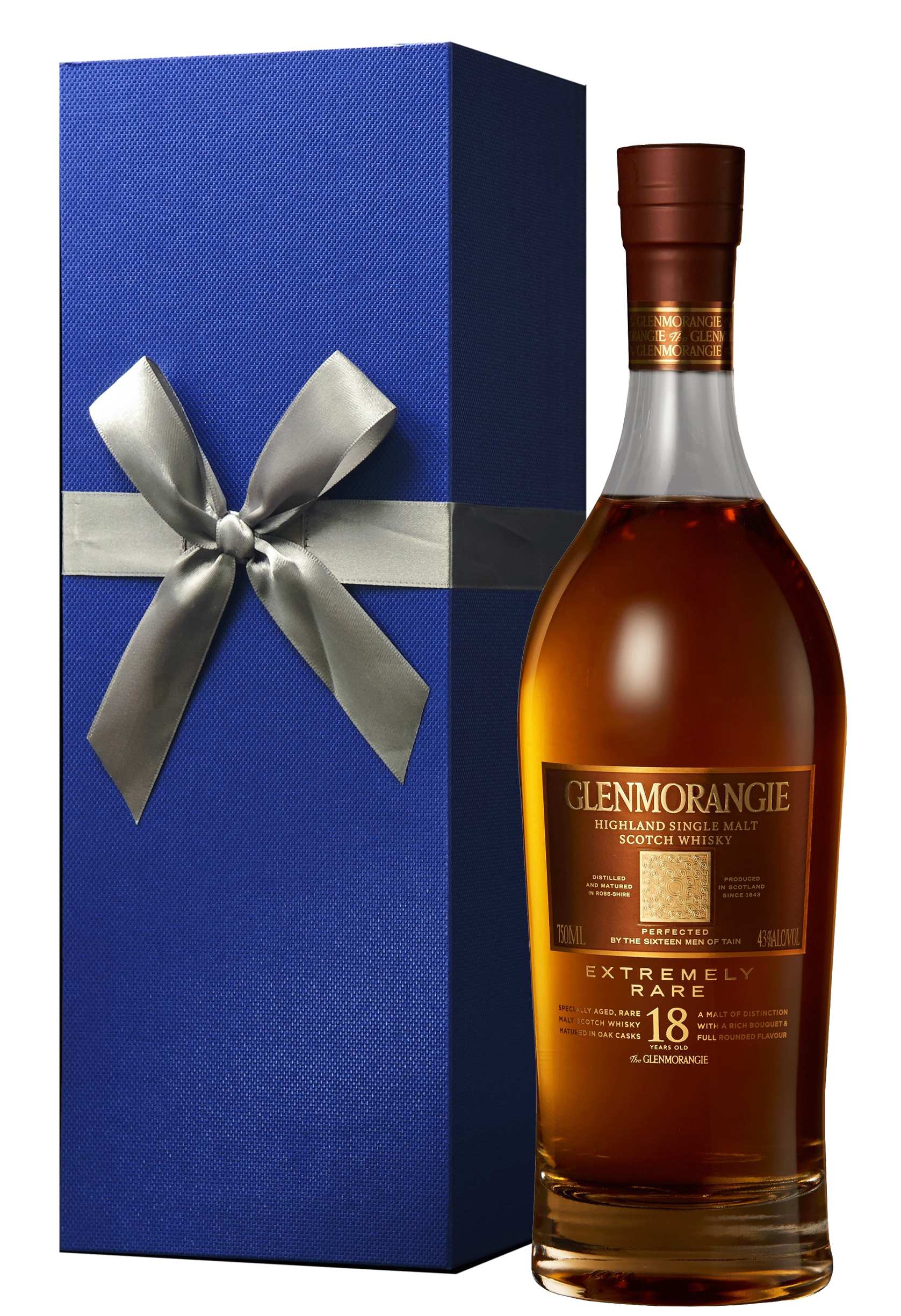 Glenmorangie 18 Year Highland Single Malt Scotch Whisky with Blue