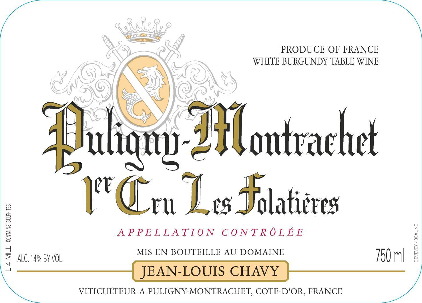Jean-Louis Chavy Puligny-Montrachet Les Folatieres Premier Cru