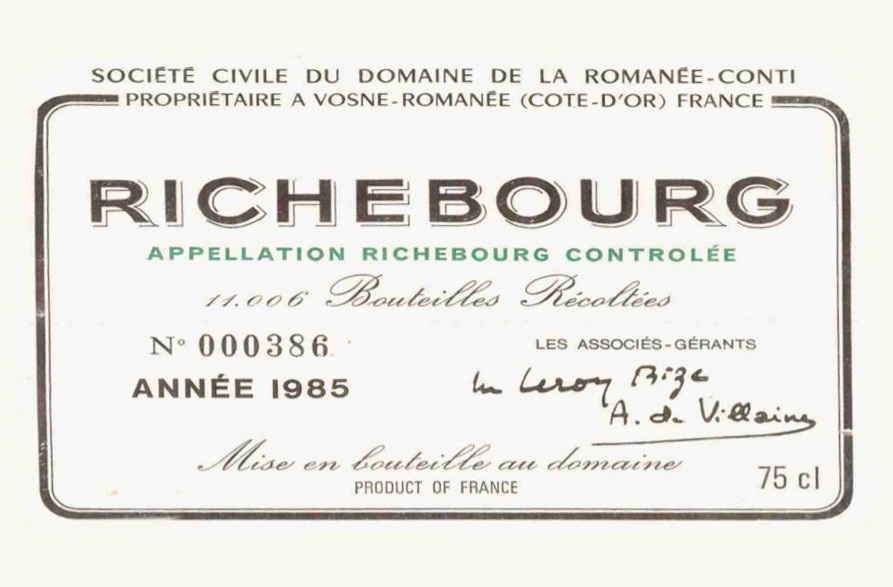 Domaine de la Romanee-Conti Richebourg Grand Cru (bin soiled label