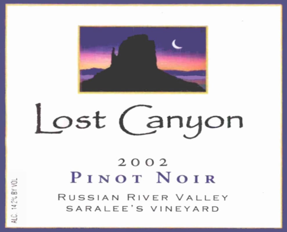 Lost Canyon Winery Saralees Vineyard Pinot Noir 2002 Front Label