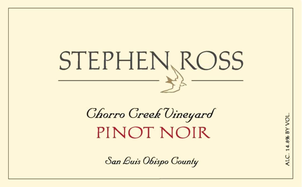 Stephen Ross Chorro Creek Vineyard Pinot Noir 2012 Front Label