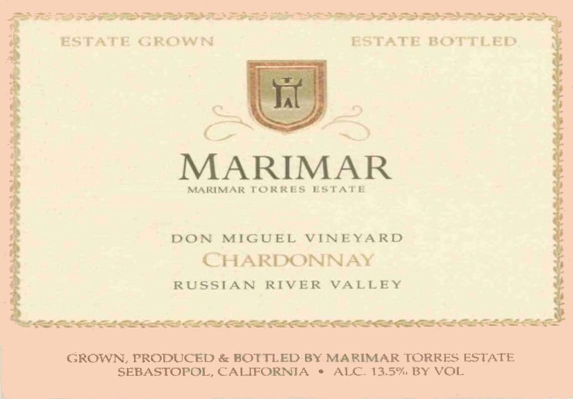 Marimar Estate Don Miguel Vineyard Chardonnay 1999 Front Label