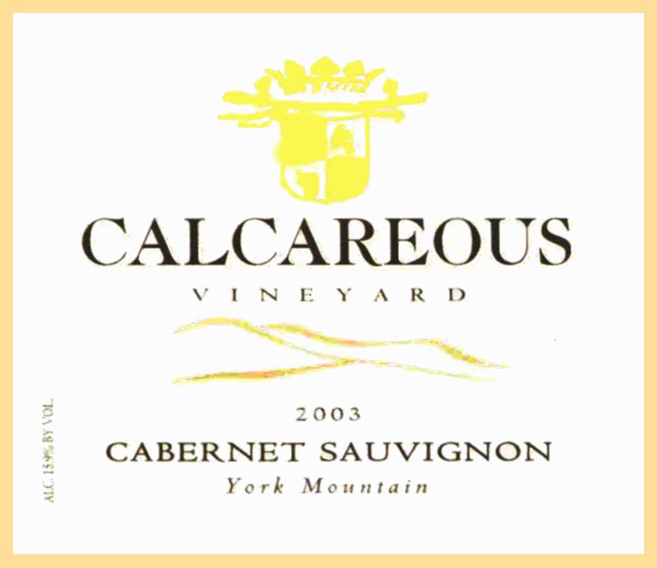 Calcareous Vineyard Cabernet Sauvignon 2003 Front Label