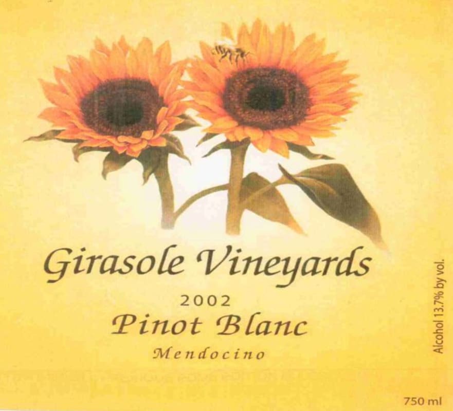 Girasole Vineyards Pinot Blanc 2002 Front Label