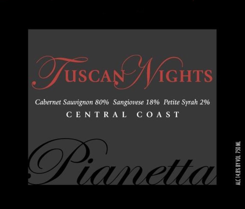 Pianetta Winery Tuscan Nights 2014 Front Label