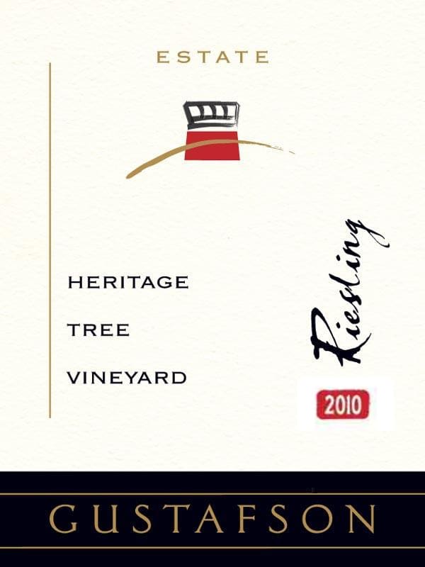Gustafson Family Vineyards Estate Heritage Tree Vineyard Riesling 2010 Front Label