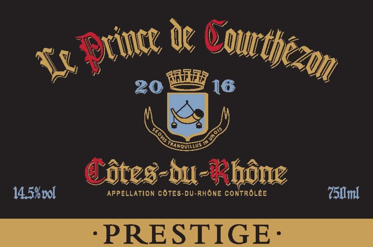 Le Prince de Courthezon Cotes-du-Rhone Red 2016 Front Label