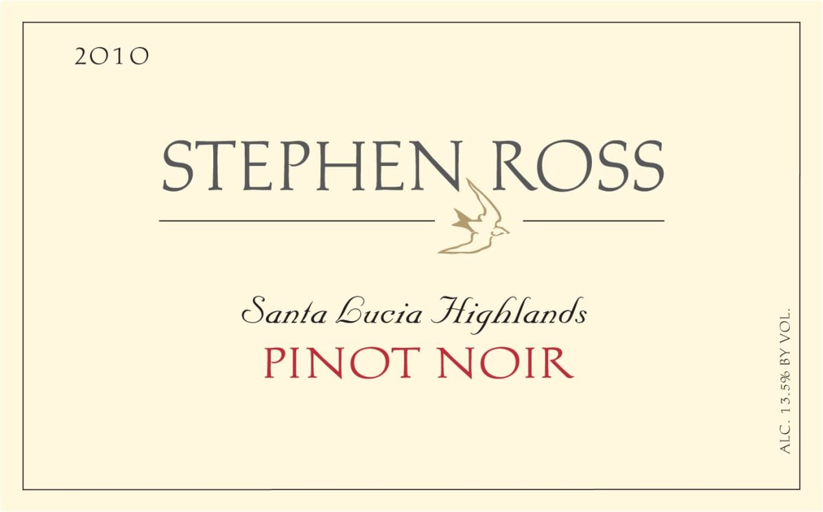 Stephen Ross Santa Lucia Highlands Pinot Noir 2010 Front Label