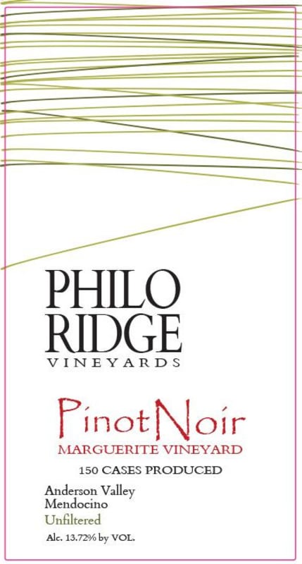 Philo Ridge Vineyards Marguerite Pinot Noir 2012 Front Label