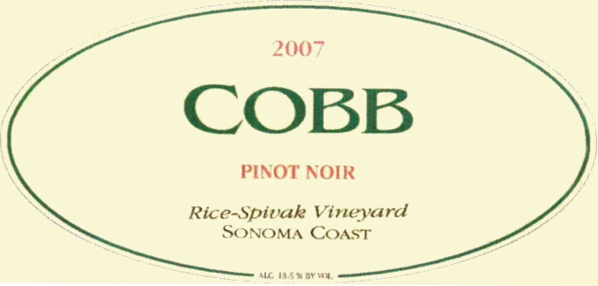 Cobb Wines Rice-Spivak Vineyard Pinot Noir 2007 Front Label