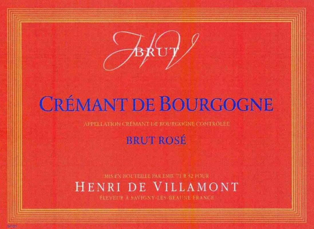 Henri de Villamont Cremant de Bourgogne Rosé Sparkling Wine Front Label