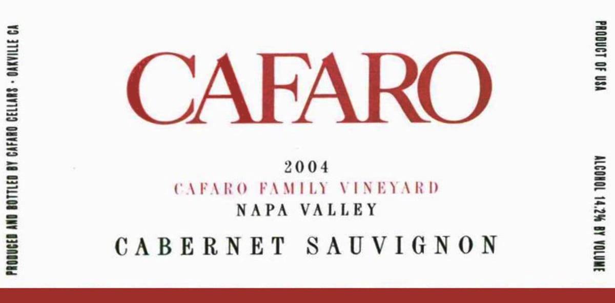 Cafaro Cellars Cabernet Sauvignon 2004 Front Label