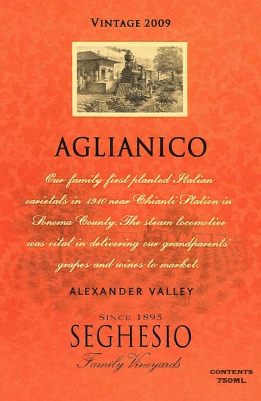 Seghesio Aglianico 2009 Front Label