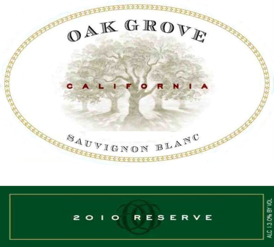 Oak Grove Family Reserve Sauvignon Blanc 2010 Front Label