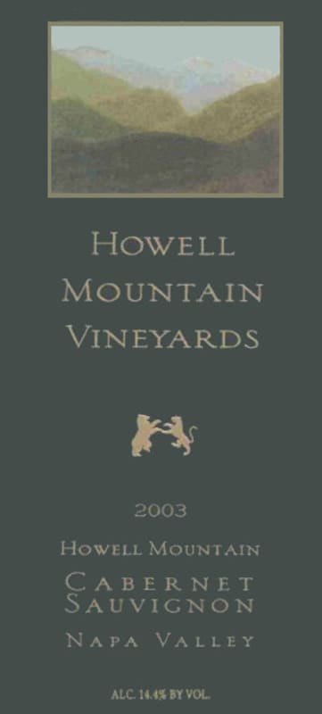 Howell Mountain Vineyards Cabernet Sauvignon 2003 Front Label