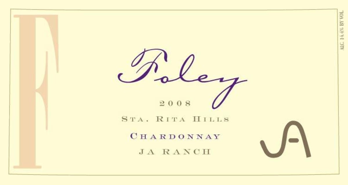 Foley Estate Winery JA Ranch Chardonnay 2008 Front Label