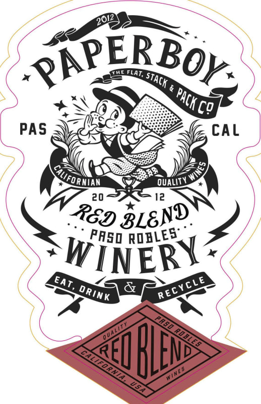 PaperBoy Wines Winery Red 2012 Front Label