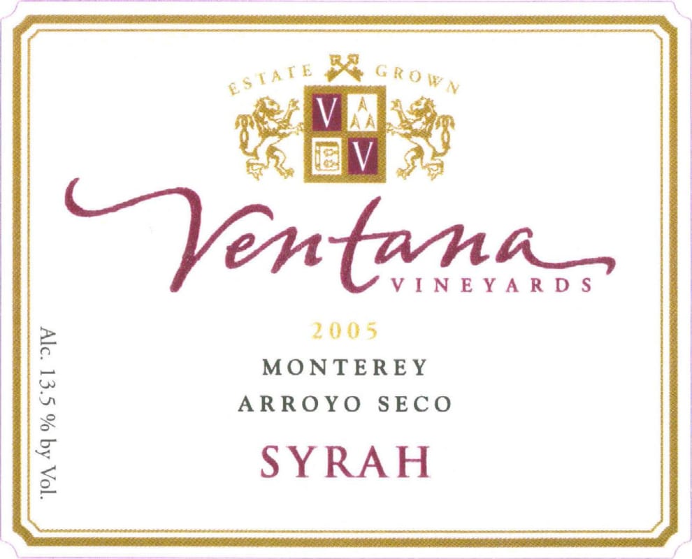 Ventana Syrah 2005 Front Label