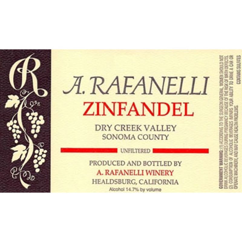 A. Rafanelli Dry Creek Zinfandel 1993 Front Label