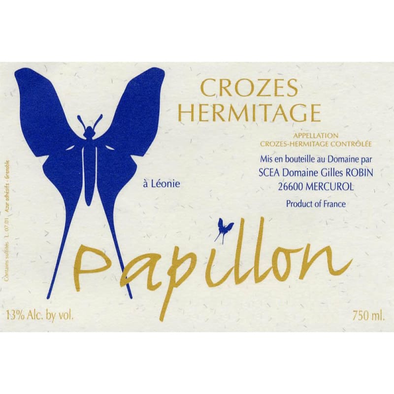Gilles Robin Crozes-Hermitage Cuvee Papillon 2007 Front Label