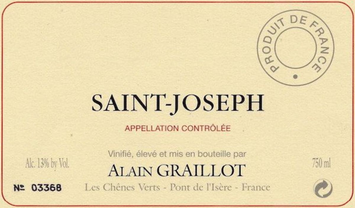 Alain Graillot Saint-Joseph Rouge 2014 Front Label