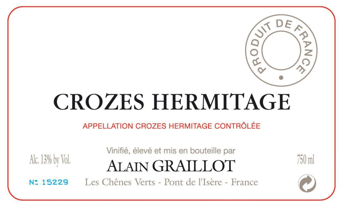 Alain Graillot Crozes Hermitage Blanc 2012 Front Label
