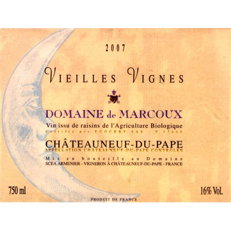 Domaine de Marcoux Chateauneuf-du-Pape Vieilles Vignes 2007 Front Label