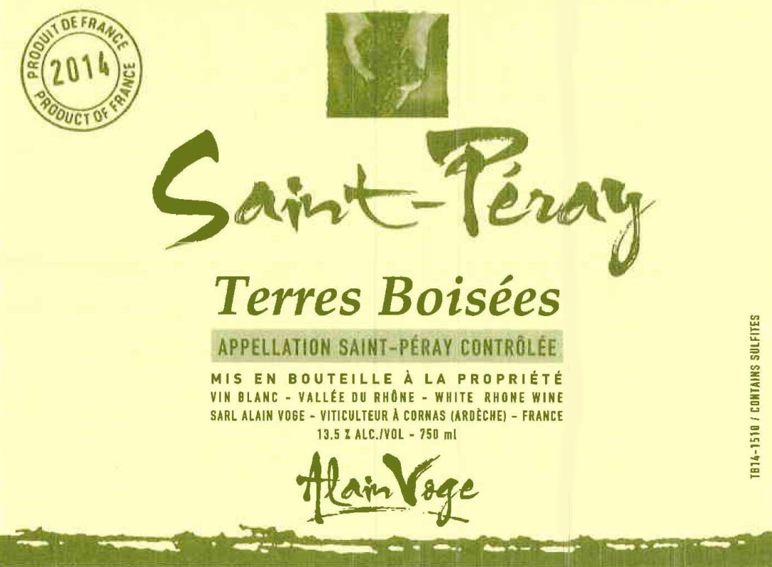 Alain Voge Saint-Peray Terres Boisees 2014 Front Label