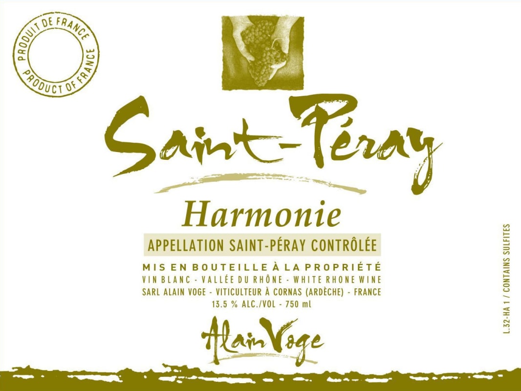 Alain Voge Saint Peray Harmonie 2010 Front Label