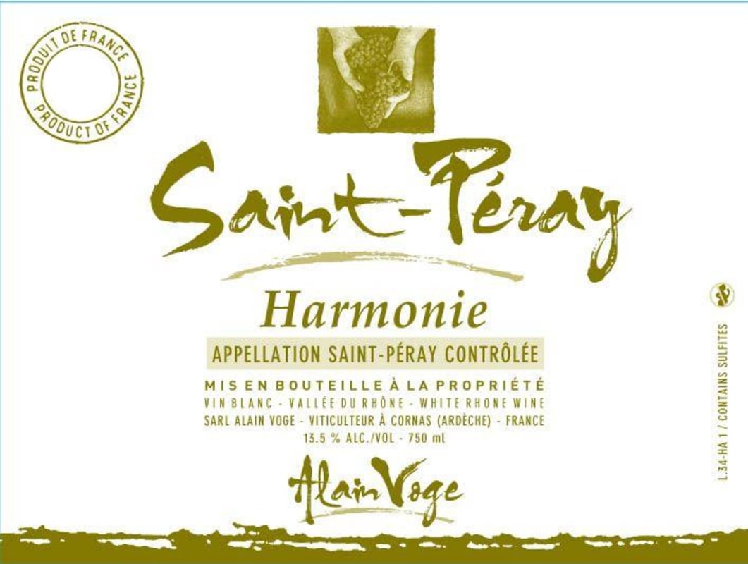 Alain Voge Saint Peray Harmonie 2014 Front Label