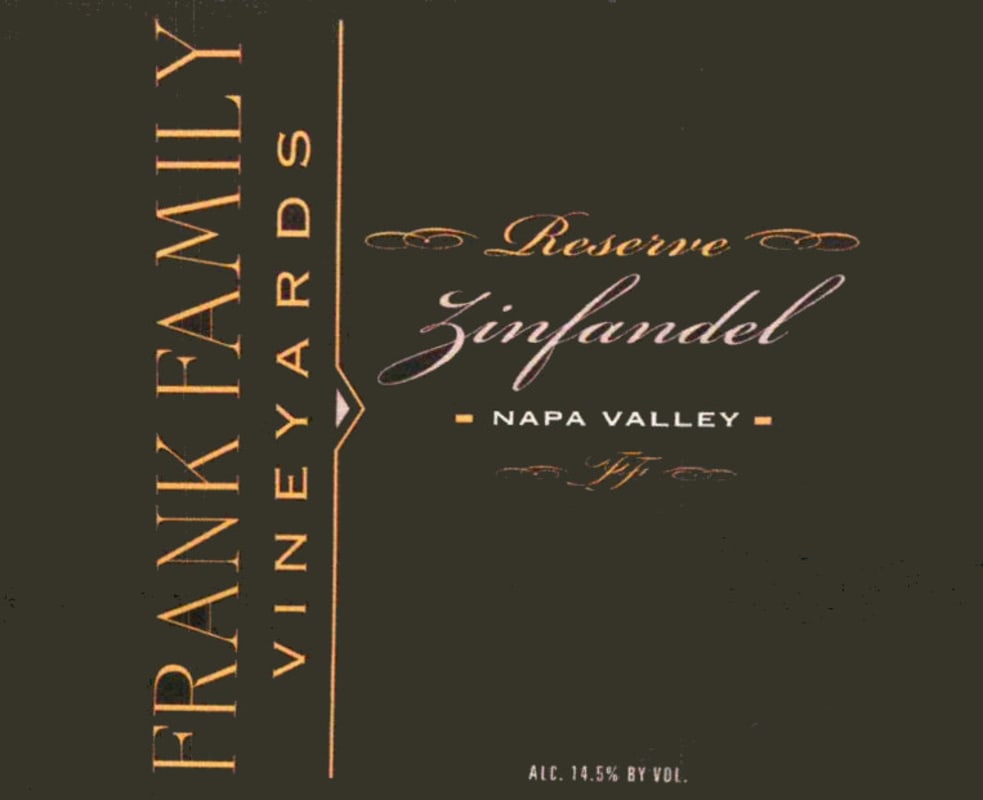 Frank Family Vineyards Reserve Zinfandel 2010 Front Label