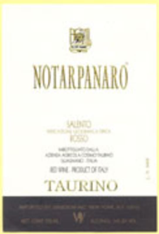 Taurino Notarpanaro 2003 Front Label