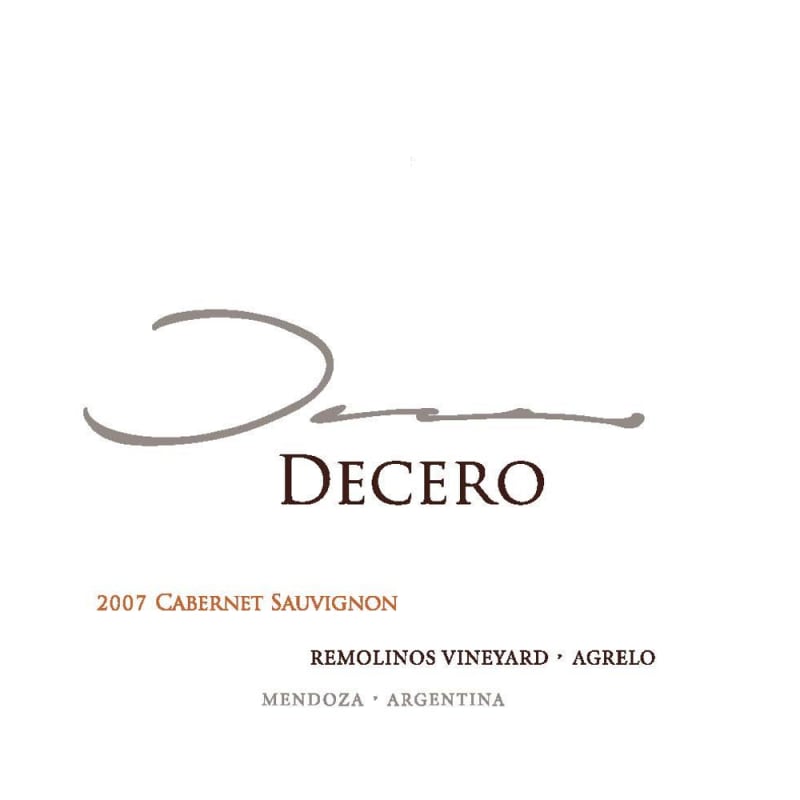 Finca Decero Remolinos Vineyard Cabernet Sauvignon 2007 Front Label